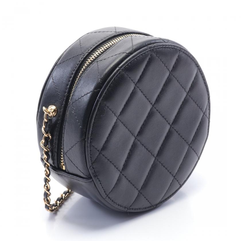 Chanel Matelasse Coco Mark Chain Shoulder Bag Lambskin Black Gold Gold Hardware 887353 - Condition Ab