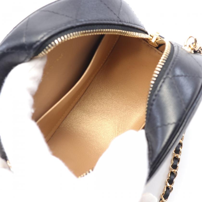 Chanel Matelasse Coco Mark Chain Shoulder Bag Lambskin Black Gold Gold Hardware 887353 - Condition Ab