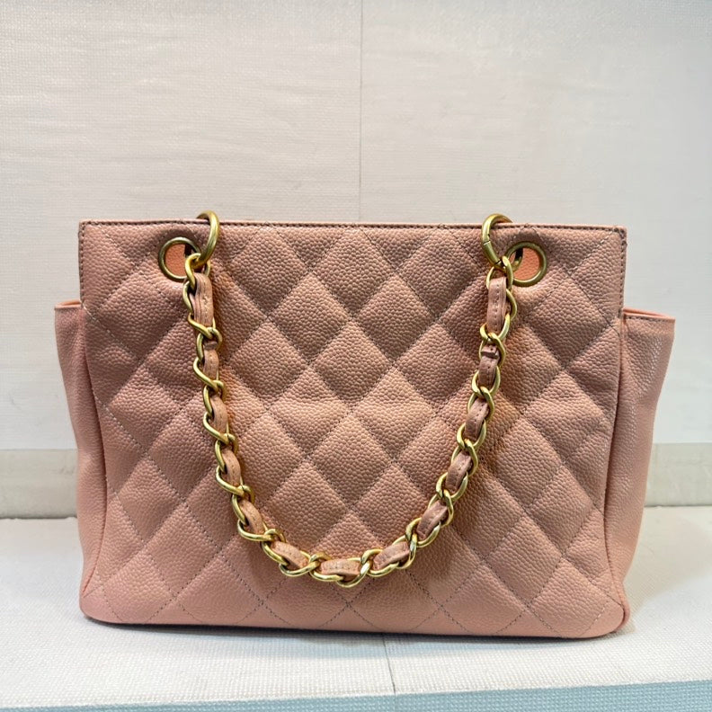 Chanel Caviar Leather Chain Tote Bag 129607