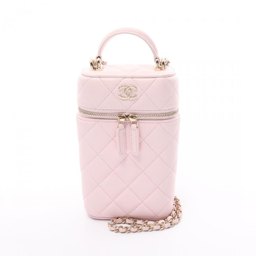 Chanel Matelasse Vanity Shoulder Bag Lambskin Light Pink Gold Hardware 887605