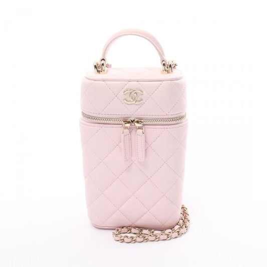 Chanel Matelasse Vanity Shoulder Bag Lambskin Light Pink Gold Hardware 887605