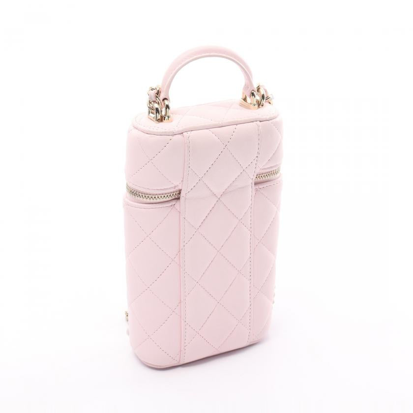 Chanel Matelasse Vanity Shoulder Bag Lambskin Light Pink Gold Hardware 887605