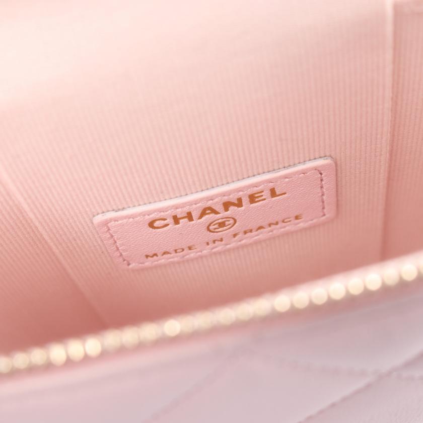 Chanel Matelasse Vanity Shoulder Bag Lambskin Light Pink Gold Hardware 887605