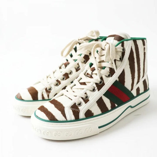 GUCCI Zebra Print Sneaker Brown Animal Print Shoes