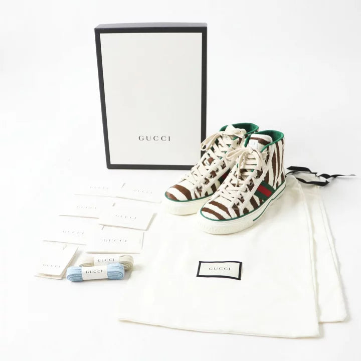 GUCCI Zebra Print Sneaker Brown Animal Print Shoes