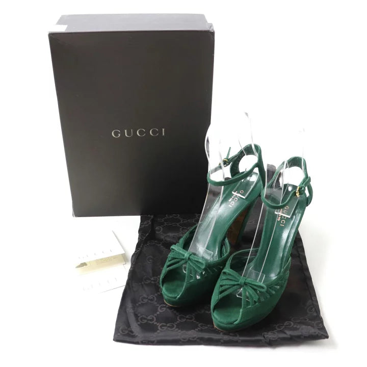 Gucci Green Knotted Suede Heels Size