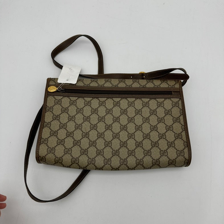 Gucci Canvas Brown Leather Crossbody Bag Medium