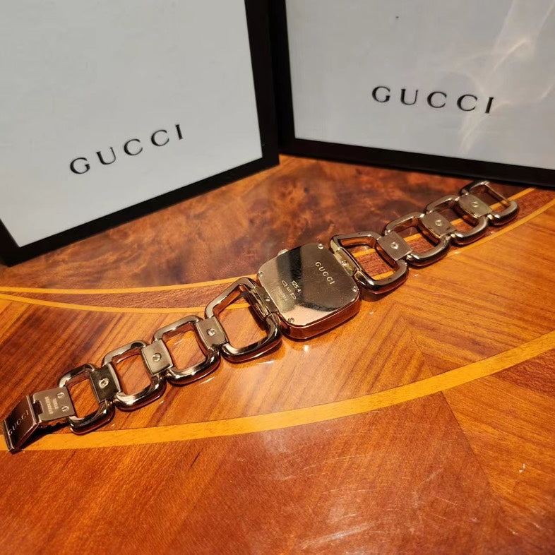 Gucci Women's Rose Gold Chain Link Dress Watch Black Dial