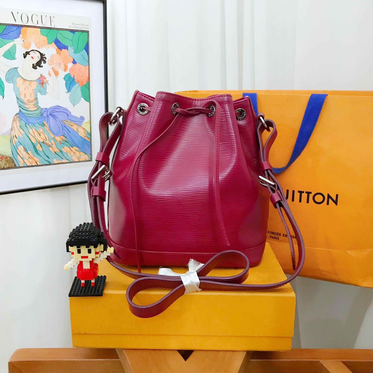 Louis Vuitton Neo Epi Red Leather Bucket Bag Large