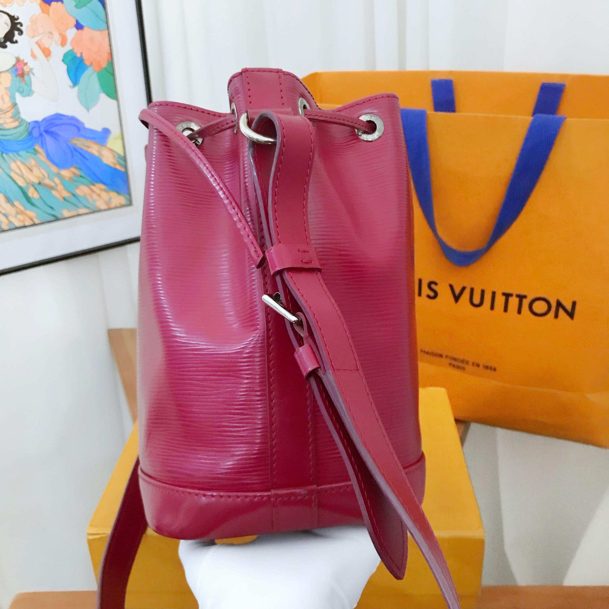 Louis Vuitton Neo Epi Red Leather Bucket Bag Large