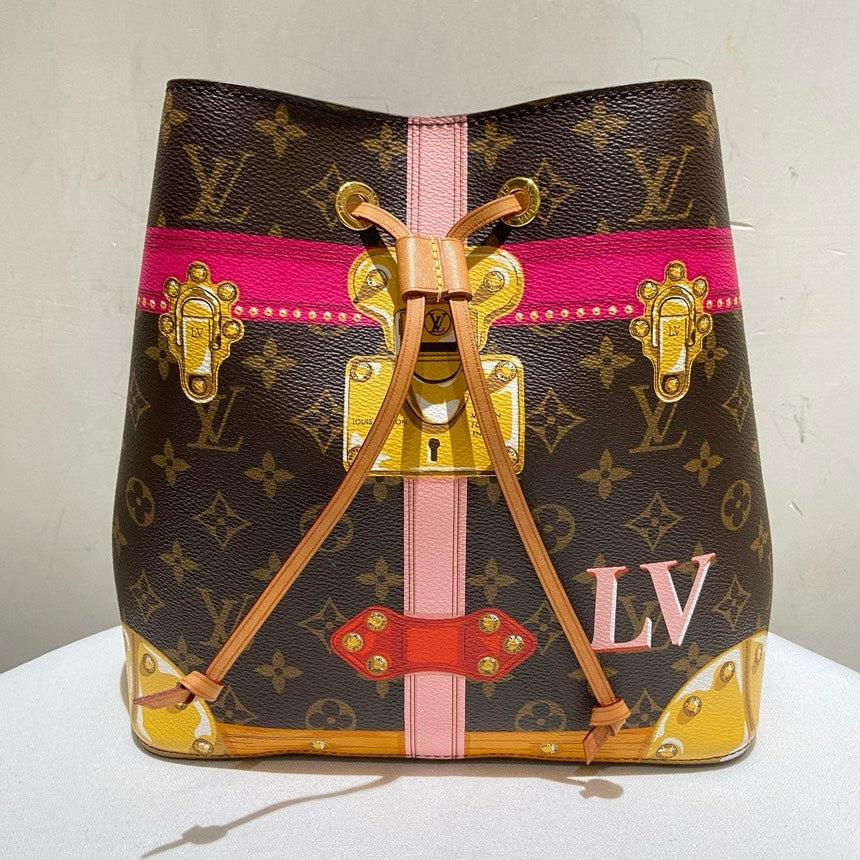 Louis Vuitton Neonoe Brown Pink Monogram Limited Edition Bucket Bag