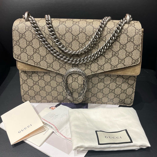 Gucci Dionysus Beige GG Supreme Canvas Shoulder Bag .xx