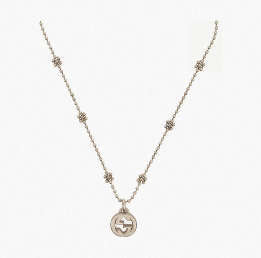 Gucci  Silver Logo Pendant Necklace Silver