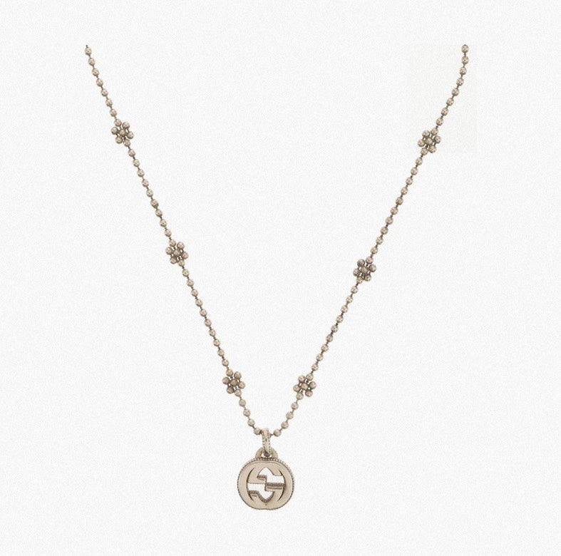 Gucci  Silver Logo Pendant Necklace Silver