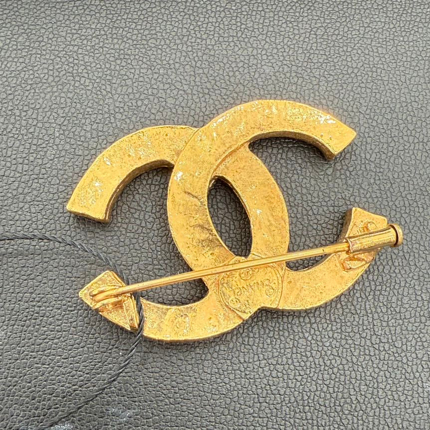 Chanel Vintage Gold Rhinestone Brooch