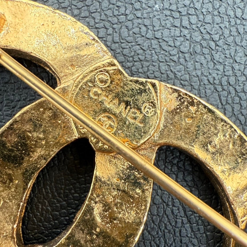Chanel Vintage Gold Rhinestone Brooch