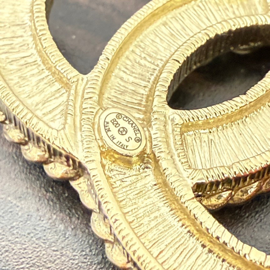 Chanel Gold Rhinestone Pearl Brooch
