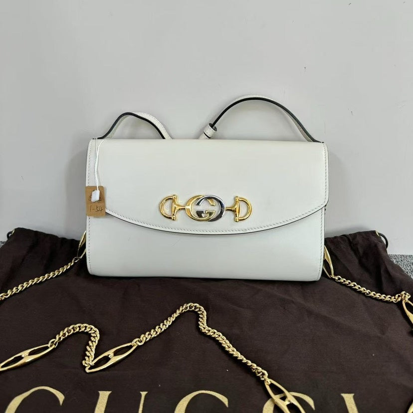 Gucci Horsebit  White Shoulder Bag