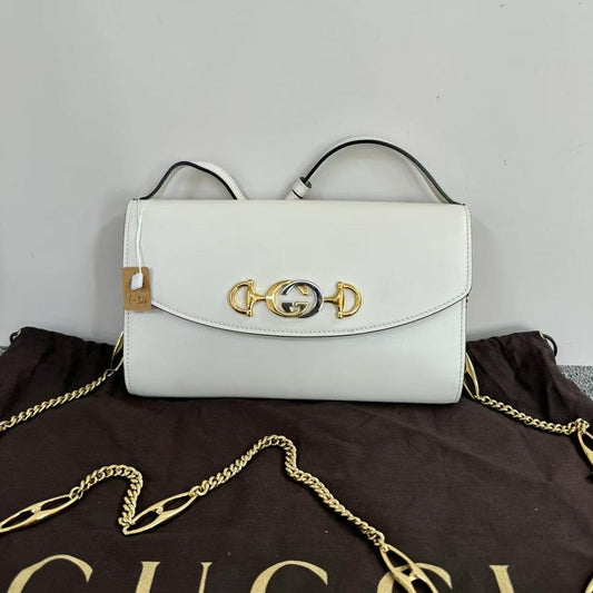 Gucci Horsebit  White Shoulder Bag
