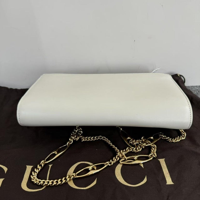 Gucci Horsebit  White Shoulder Bag