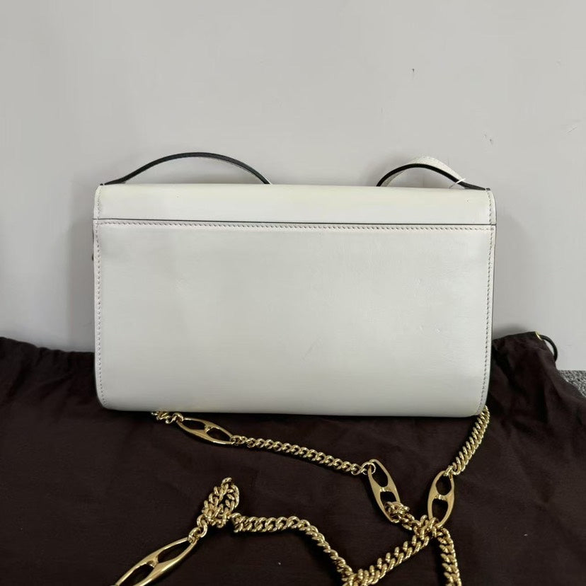 Gucci Horsebit  White Shoulder Bag