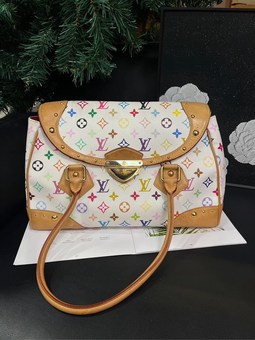 Louis Vuitton White Multicolor Monroe Handbag