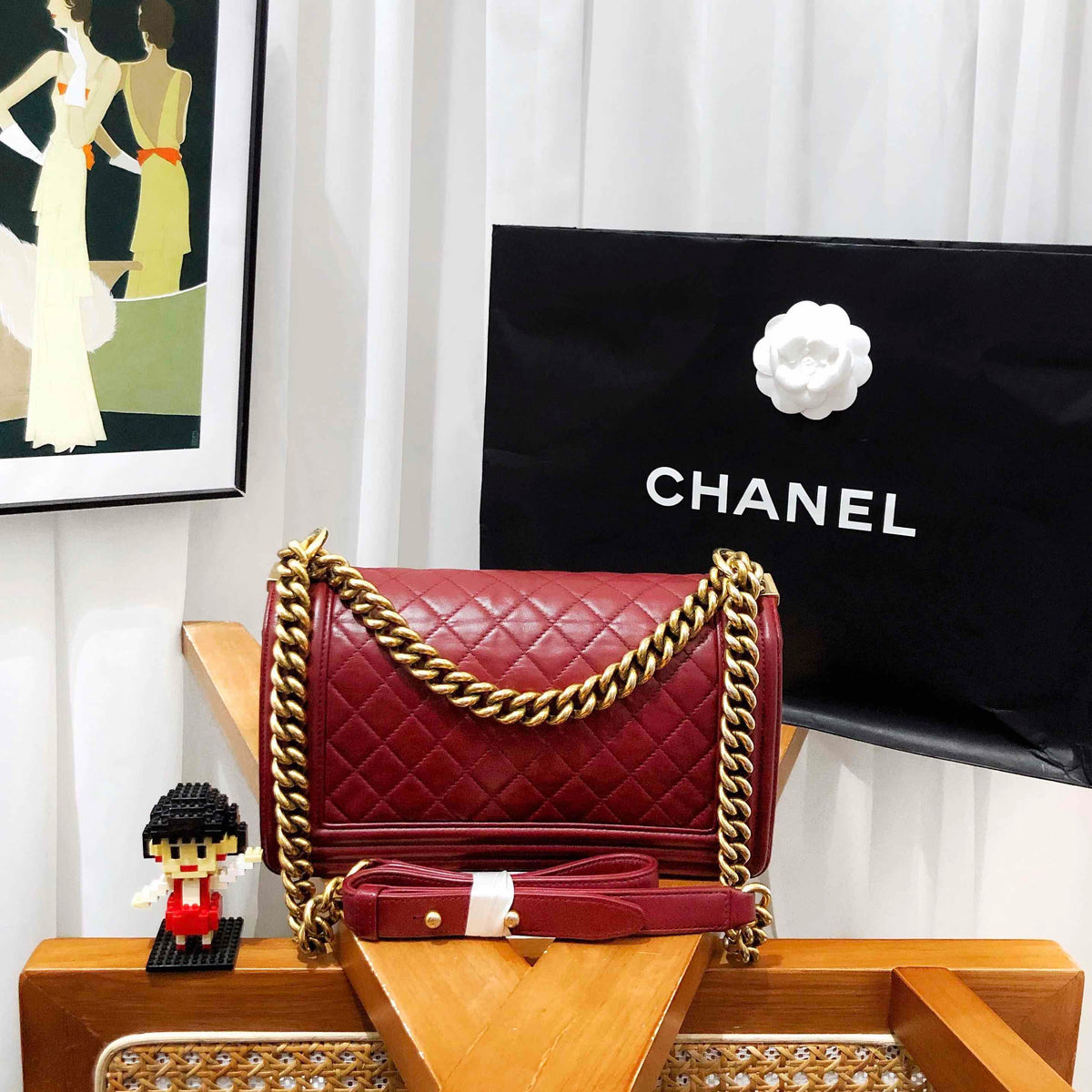 Chanel Le Boy Medium Burgundy Bag 2014