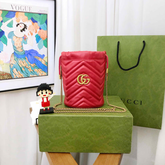 Gucci Marmont Red Bucket Bag