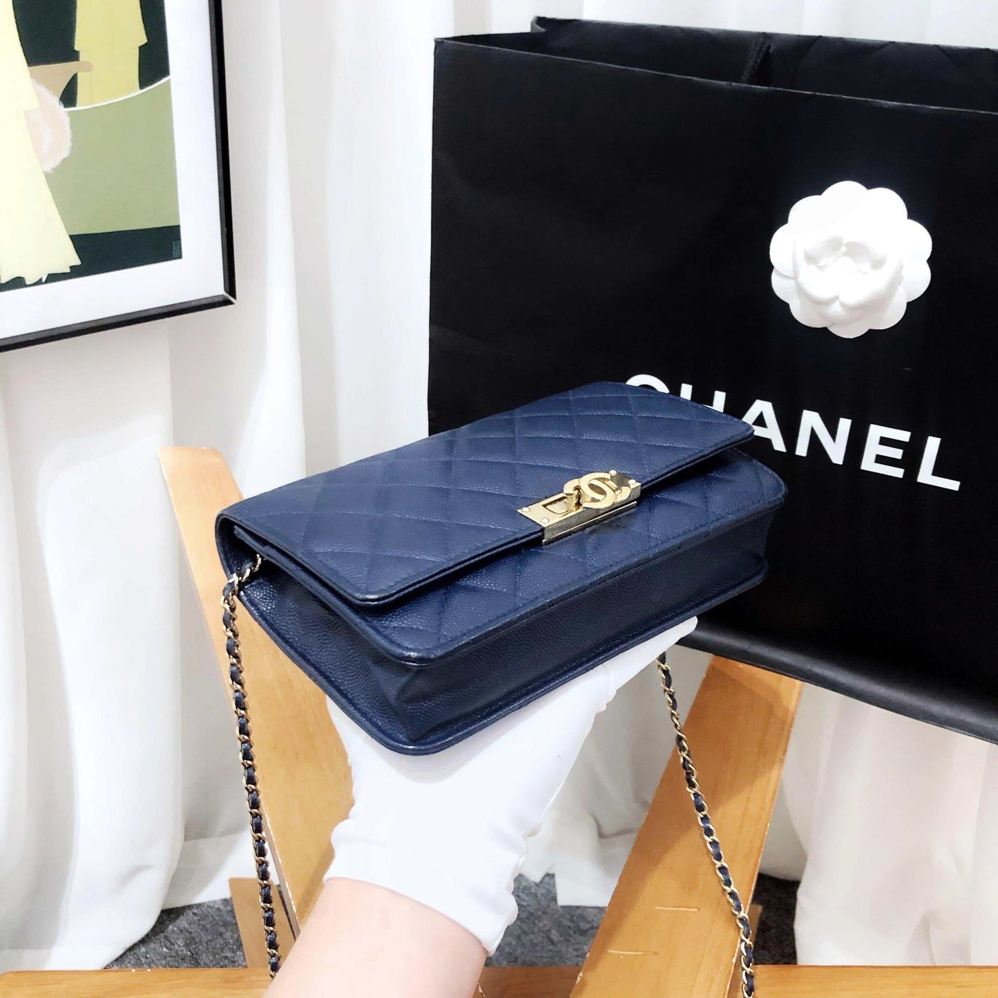 Chanel WOC Boy Flap Navy Wallet on Chain 2017 2018
