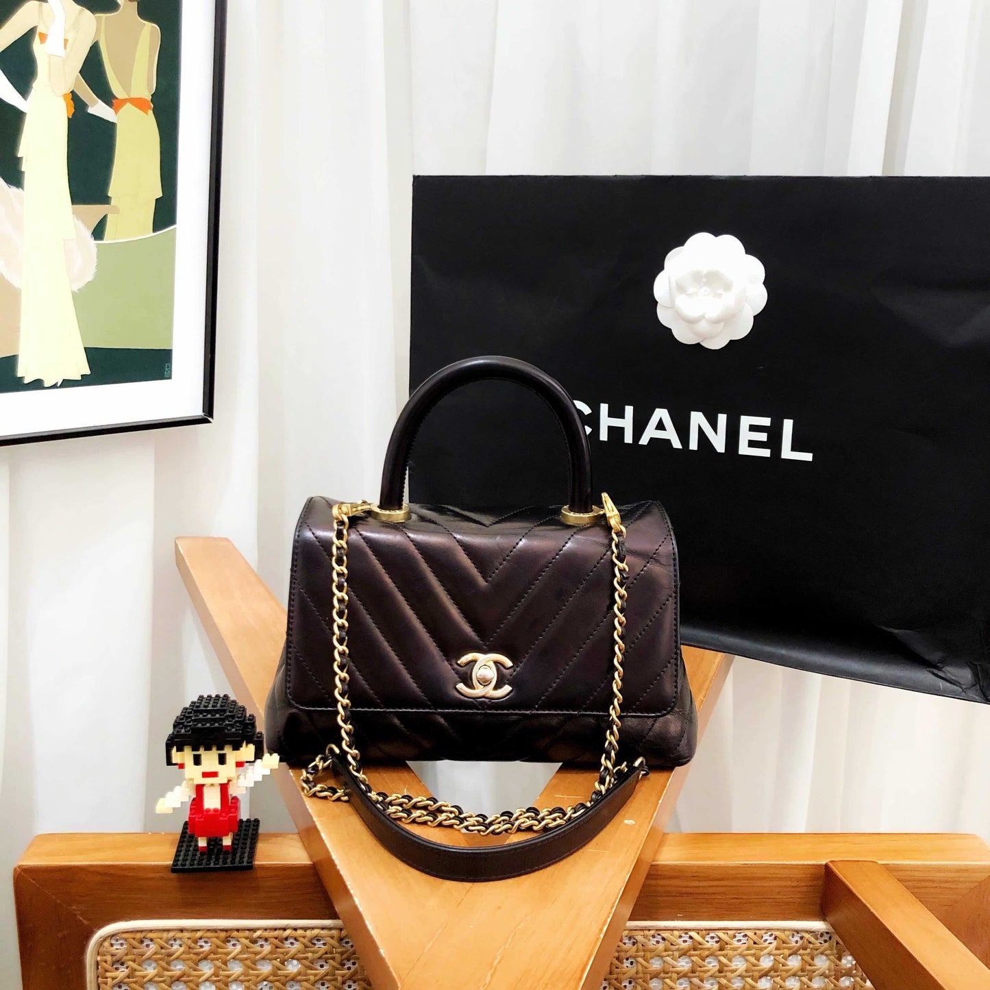 Chanel cocohandle small brown handbag 2017