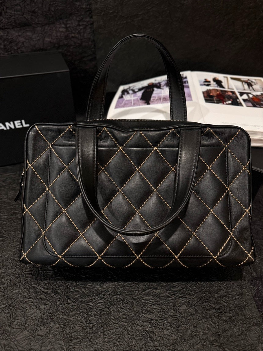 Chanel Coco Black Gold Quilted Handbag