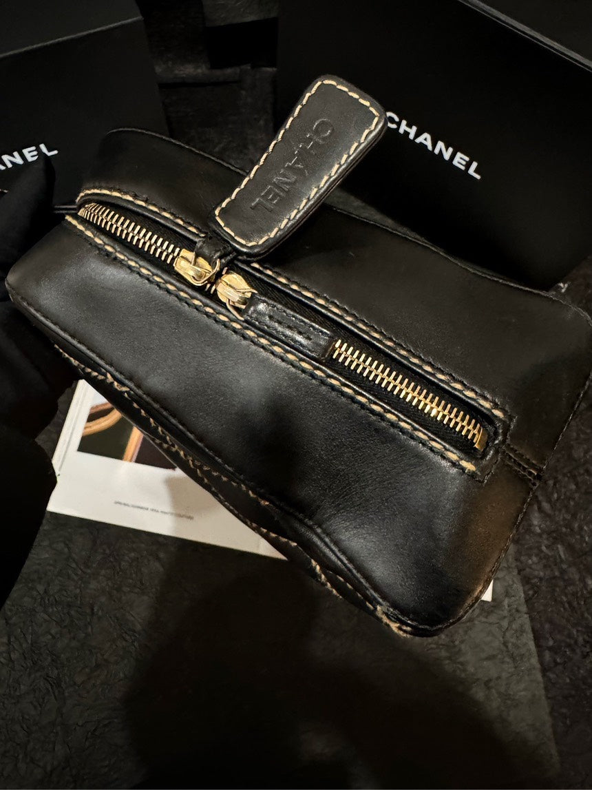 Chanel Coco Black Gold Quilted Handbag
