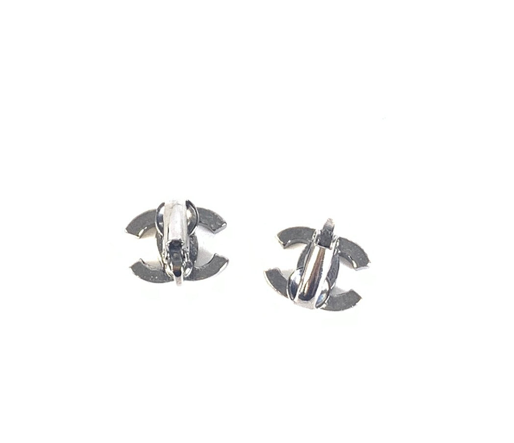 Silver Chanel Earrings A6957 with Crystals