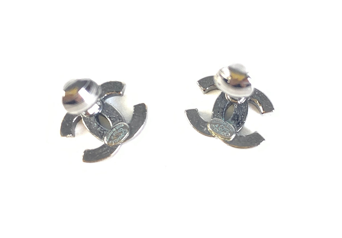 Silver Chanel Earrings A6957 with Crystals