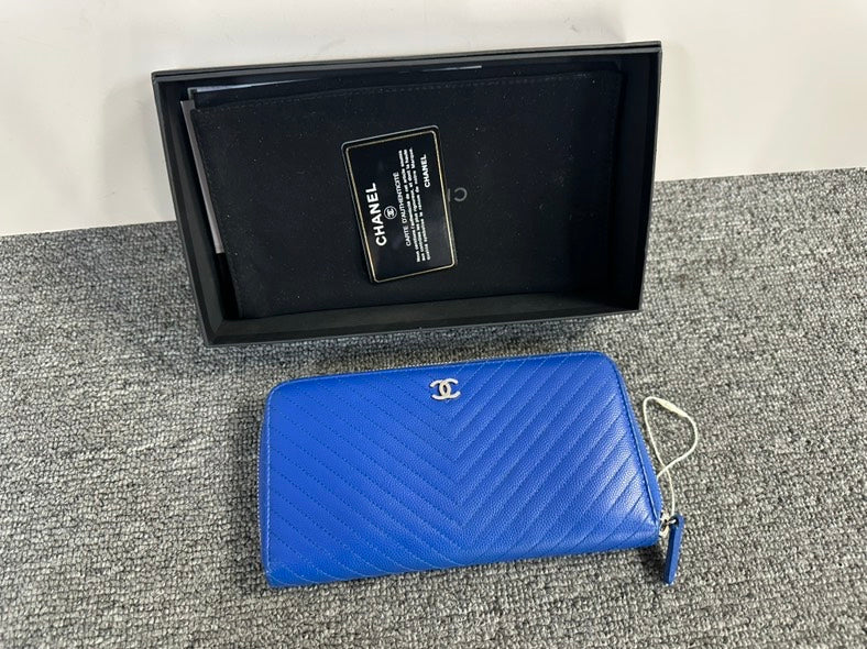 Chanel Classic Blue Wallet - , Full Set with Card
