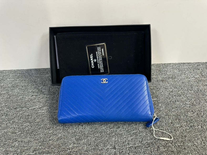 Chanel Classic Blue Wallet - , Full Set with Card