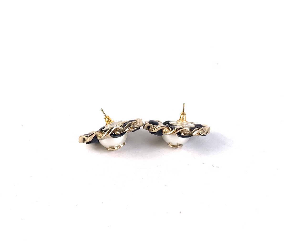 Chanel Vintage Black Gold Earrings B-1952