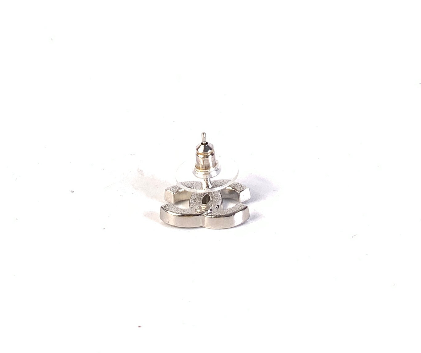 Chanel CC Logo Black and Silver Earrings B-1976