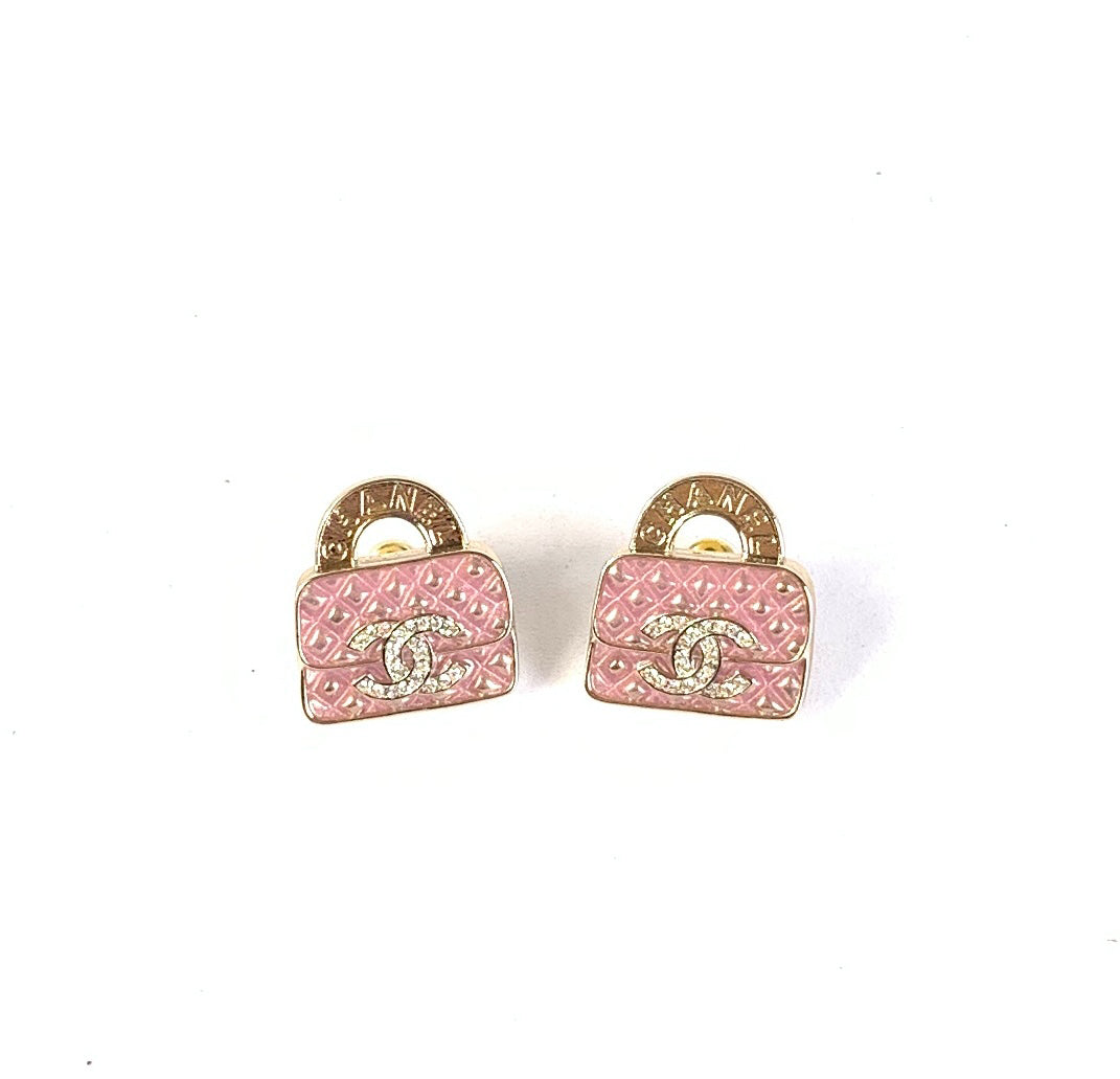 Chanel Earrings B1981 Pink Gold Stud