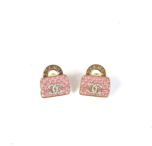 Chanel Earrings B1981 Pink Gold Stud