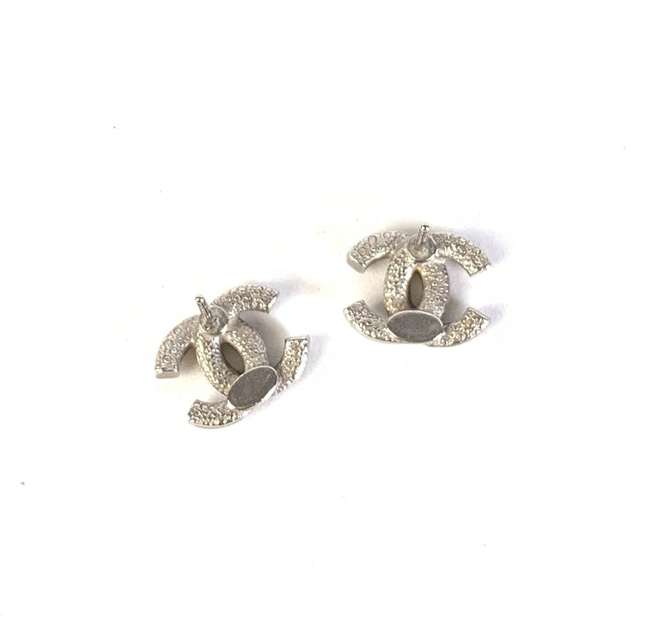 Chanel Earrings A6975 Silver Diamond Statement