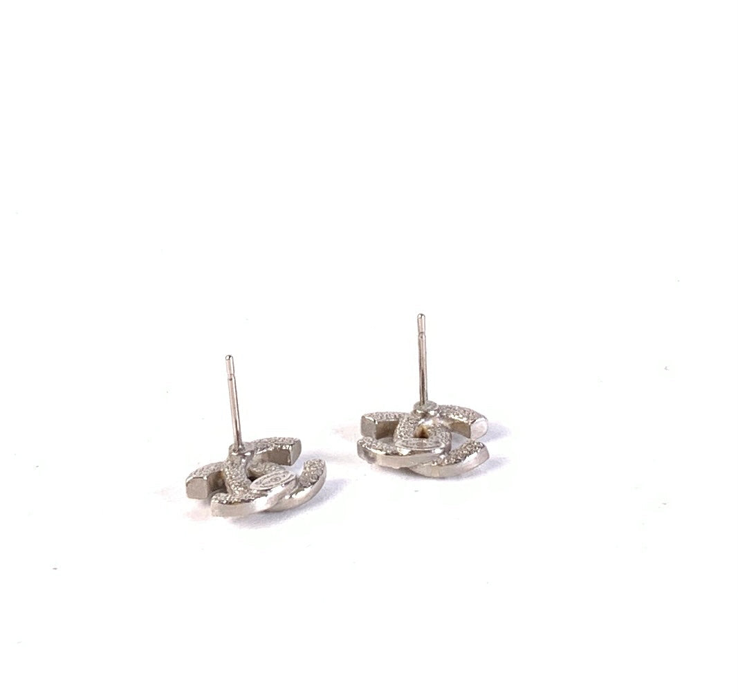 Chanel Earrings A6975 Silver Diamond Statement