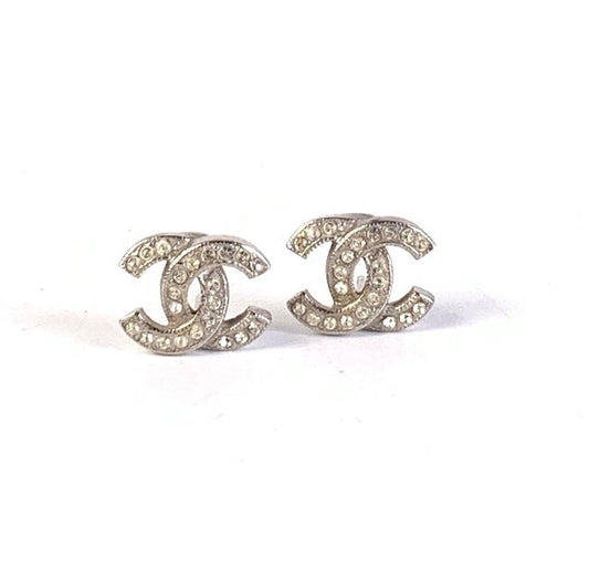 Chanel Earrings A6975 Silver Diamond Statement