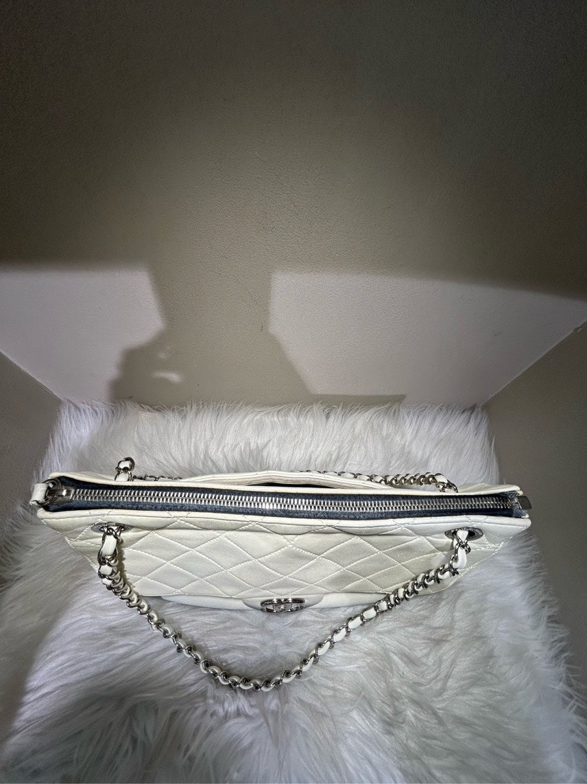 Chanel Classic Quilted White Chain Shoulder Bag