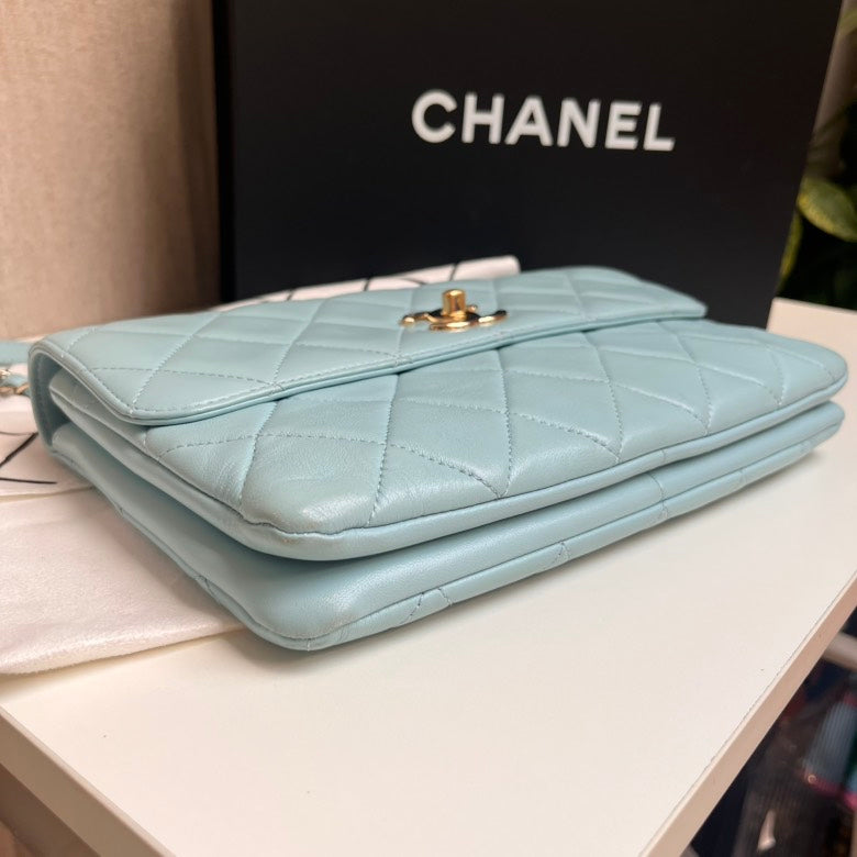 Chanel Trendy CC Hobo Bag Light Blue Leather