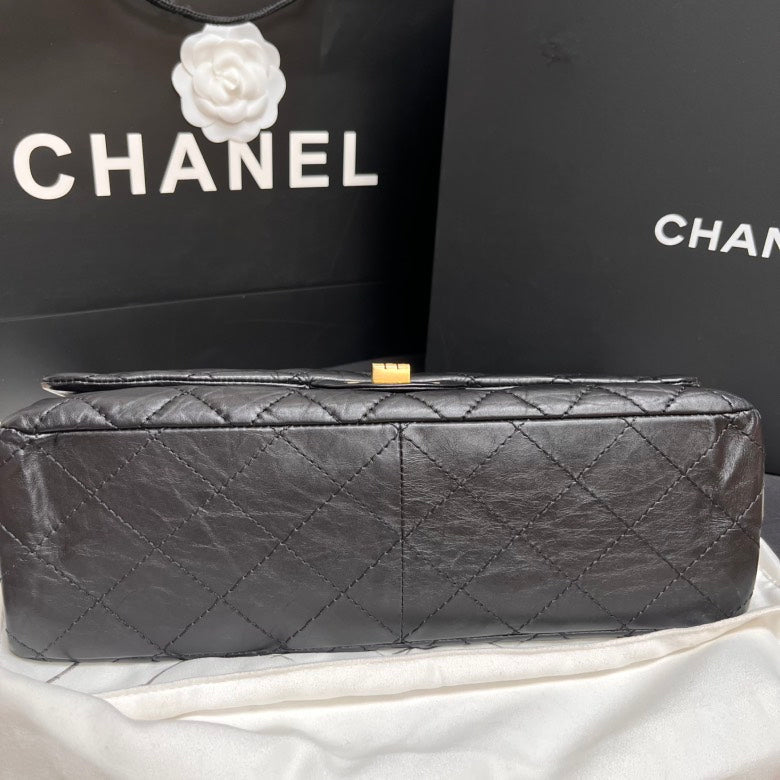 Chanel 2.55 Maxi Black Quilted Leather Shoulder Bag