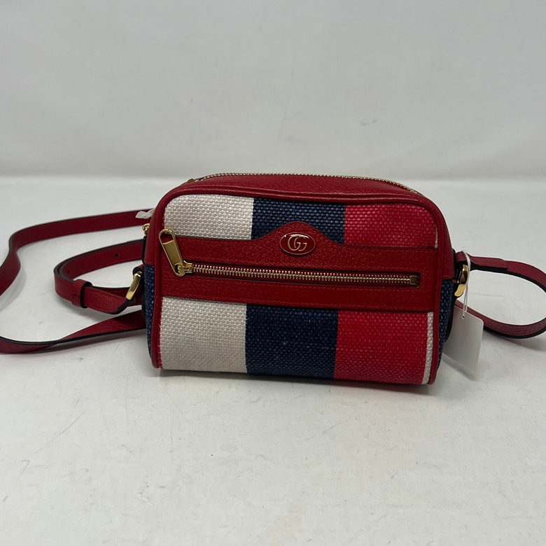 Preloved Gucci GG Marmont Leather Crossbody Bag Red Stripe AF328