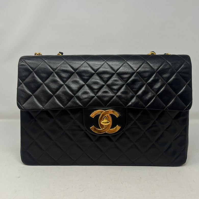Chanel Maxi Jumbo XL Black Single Flap Shoulder Bag AD963