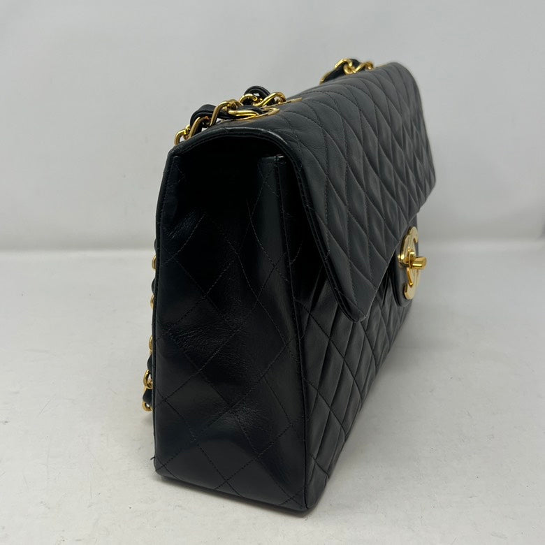 Chanel Maxi Jumbo XL Black Single Flap Shoulder Bag AD963