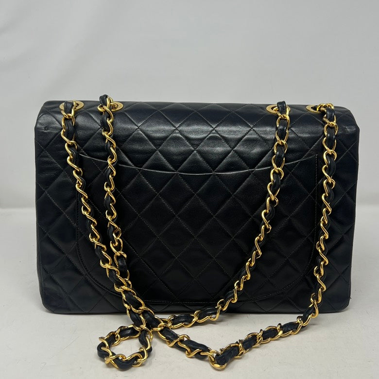 Chanel Maxi Jumbo XL Black Single Flap Shoulder Bag AD963